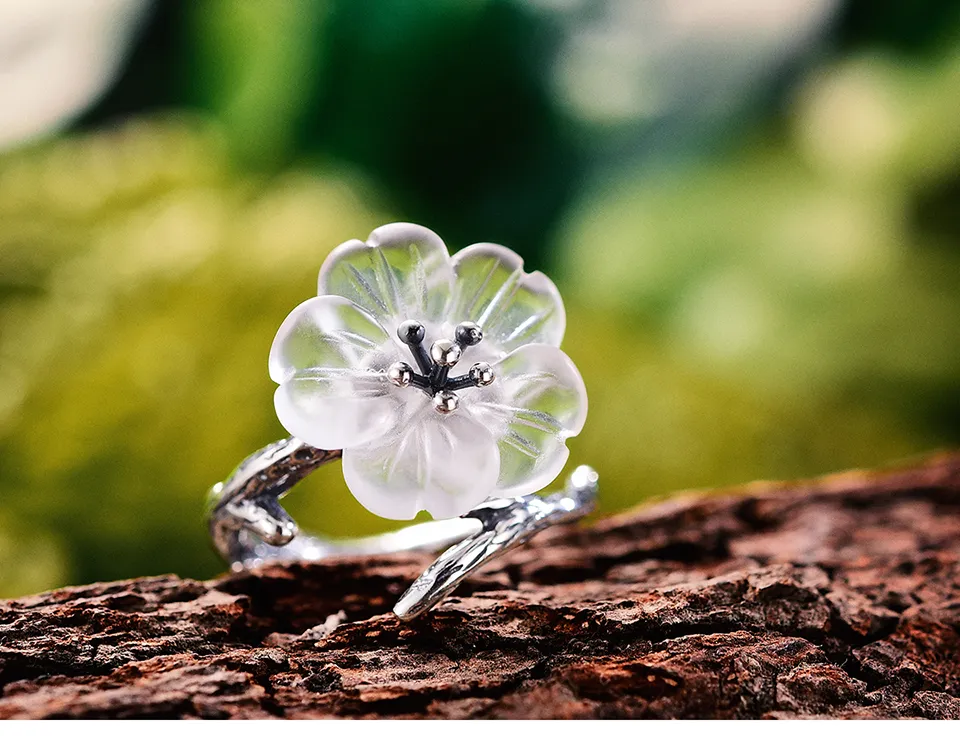 Crystal White Blossom Rings