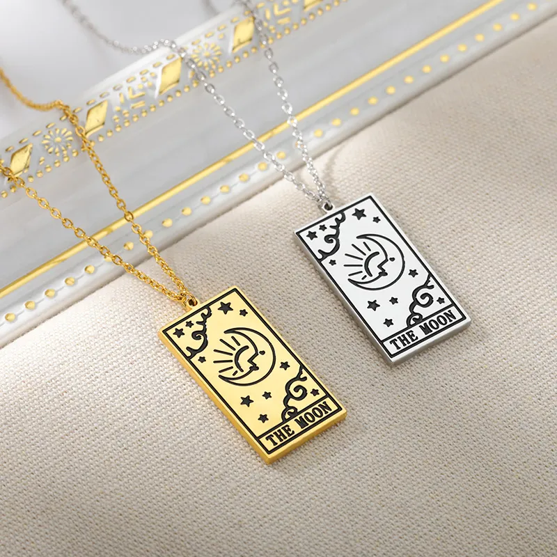 Gold Tarot Card Pendant Necklace | Local Eclectic | The moon tarot card,  Mystical jewelry, Tai jewelry
