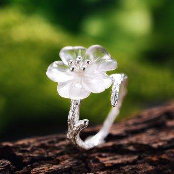 Crystal White Blossom Rings