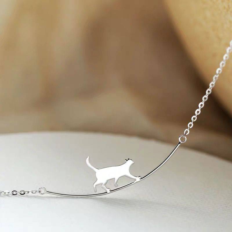 Strolling Cat Necklace at an angle