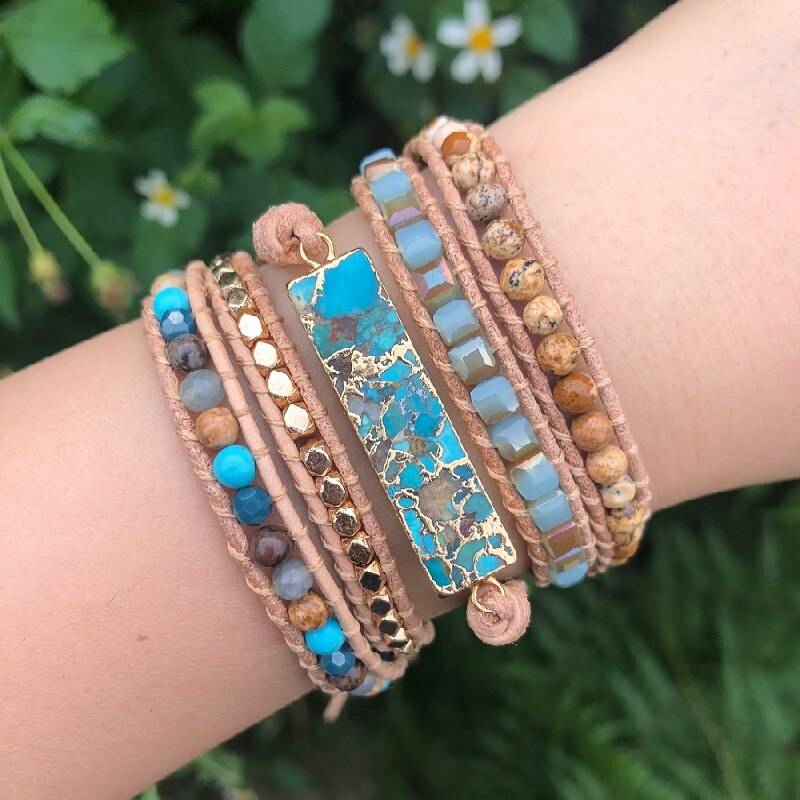 Ocean Turquoise Wrap Bracelet on hand