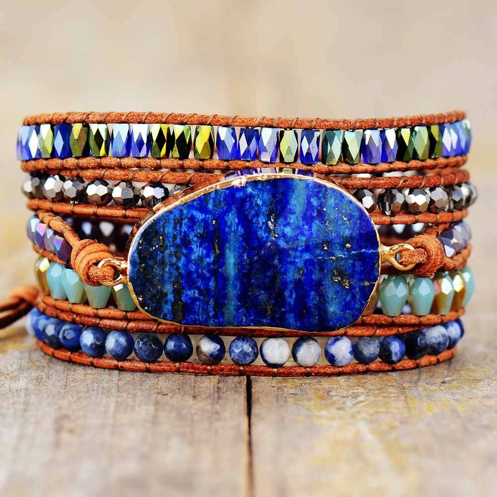 Bohemian Ocean Lapis Lazuli Wrap Bracelet