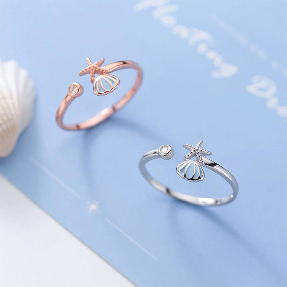 Starfish and Seashell Ring Rings